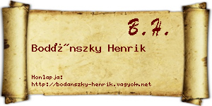 Bodánszky Henrik névjegykártya